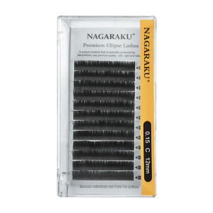 NAGARAKU Lông Mi Nối Hình Elip Phẳng Đầu Chẻ Mềm Hình Elip Và Lông Mi Giả Tự Nhiên Lông Chồn Giả Lông Mi Màu Xám Mờ