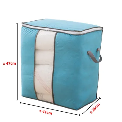 Tempat Penyimpanan Bed Cover Bamboo Storage Box Organizer Bag Kotak Penyimpanan Baju Selimut Dan Sprey Jumbo Serbaguna
