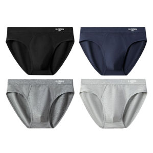 Sentexin 4Pcs Mens Cotton Panties Middle Rise Briefs Comfortable Underpants L/XL/XXL/3XL