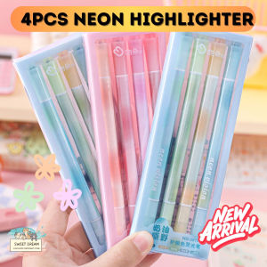 4 PCS WENDUO WD-0972 Double Sided NEON SLIM Highlighter Colorful Sharp Marking SLIM Stationery Set吻朵双头荧光笔