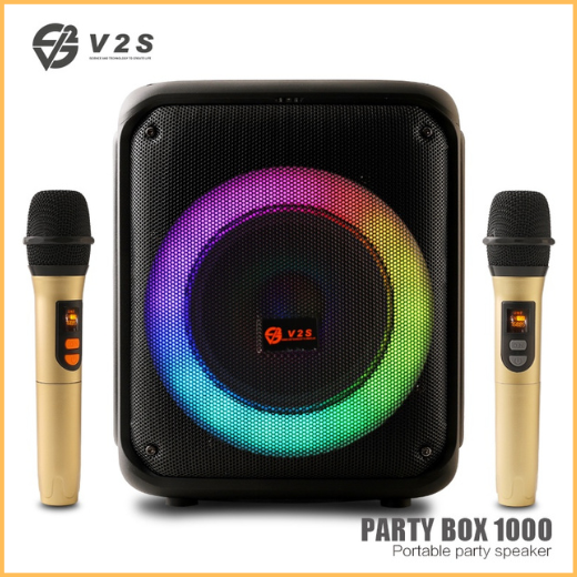 V2S PARTY BOX 1000 Wireless Karaoke Bluetooth Speaker With 2PC Wireless ...