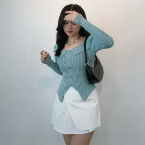 MODAMYTH LS01 - Atasan Wanita Atasan Rajut Lengan Panjang Wanita Long slevee Top Korean Style