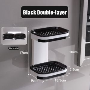 Shower Soap Holder Double Layer Soap Dish with Draining Tray Wall Mounted Bar Soap Holder Adhesive Soap Saver Box Case for Shower WallBathroomSinkTubWaterfall