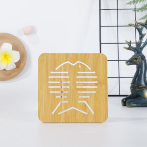 Bamboo Coaster Cute Cat Shape Heat Resistant Drink Cup Mat Wooden Insulation Pad for Home Kitchen