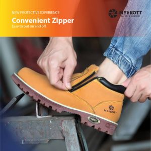 Myrkott MYR21002 Men Safety Shoe Boots MidCut Side/Kasut But Kerja Keselamatan Lelaki Kulit Tulen Asli VIRAL TERKINI