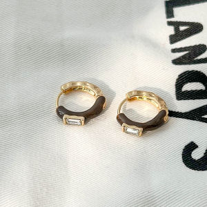 Fashionable Ring Gift 法式复古港风咖色耳环女时尚大气耳圈高级感气质耳饰N1252
