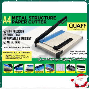 QUAFF Paper Cutter Metal Structure A4 Size with Adjuster & Stopper