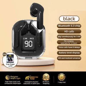 BODO Earphone Bluetooth 5.3 Transparent Earphones Touch Control Colorful Gaming Headphone With LED Digital Display