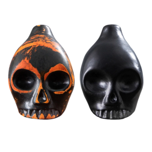 Ceramic Aztecs Death Whistle with Unique Skull Shape and Loud Sound Whistle for Halloween Scary Gift Black