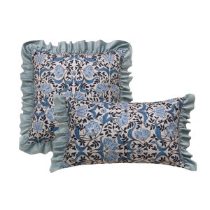 1PC Orange Blue Colored European Style Cushion Cover Flower Ruffle Edge Pillowcase Soft Home Decor for Sofa Bedroom Living Room Cussion Cover