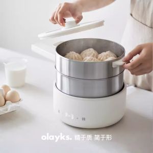 Olayks electric frying pan all steel uncoated electric cooking pot household multi-functional split electric frying small electric pot