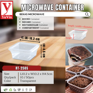 Microwave Square Food Container With Lid/RT250S/FSQ350/FSQ450/FSQ550/FSQ650/FSQ750 Bekas Makanan Felton
