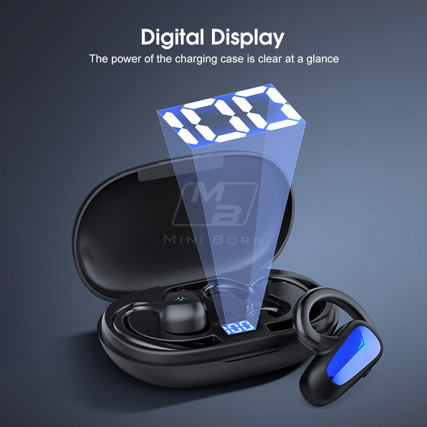 Mini Born Wireless Bluetooth 5.2 Ausinės Bone Conduction ausinės TWS skaitmeninis ekranas Bluetooth ausinės Neįdedamos ausinės Vandeniui atsparios ausinės_voghion.com