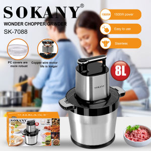 Máy xay thịt Sokany SK-7088 cối inox 304 8 lít 6 lưỡi dao công suất 1500W - Bảo hành 12 tháng