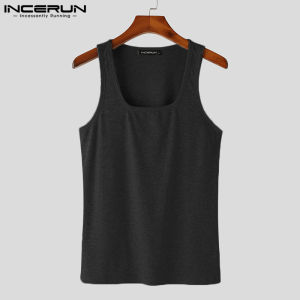 INCERUN Mens Crew Neck Vests Tank Fit Sleeveless Sport Tracksuit Tops GYM Tee Shirts (Korean Style)