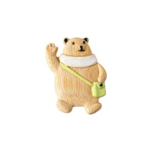 JON09 Guitar Bear Sweater Wooden Brooch Corgi Dog Scarf Bear Animal Pin Fashion Cartoon Badge Clothing Accessory