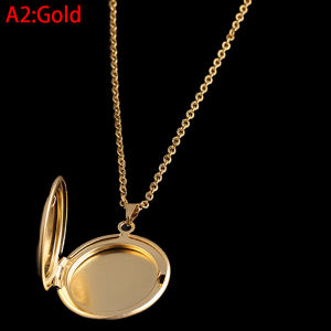 [haoh] Stainless Steel Photo Locket Necklace 3 Colors Open Round Pendant Necklaces