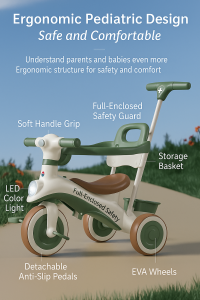 RC-Global Kids Convertible Trike Tricycle / Push trike / Push tricycle with Support Handle ( EASY TO ASSEMBLY)