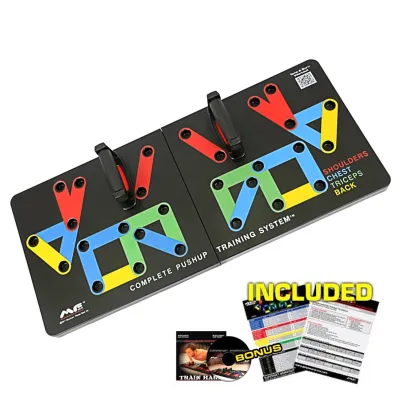PUSH UP BAR Training System Power Press Workout Fitness Gym Exercise - Black