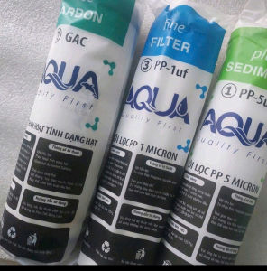 Bộ 3 lõi lọc nước AQUA loại 10inch loại bỏ cặn bã li ti trong nước tại TPHCM