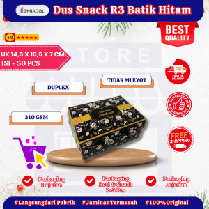 (50 Pcs) Box Dus Kue R3 Motif Batik Hitam Premium - Ukuran 145x105x7 cm