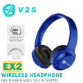 V2S EX2 Wireless Bluetooth Stereo Headphone Soft Silicone Head Beam Rechargeable. 
