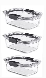 Rubbermaid Brilliance Glass Storage 3.2 cup Food Containers with Lids Clear food prep ideal for thermomix