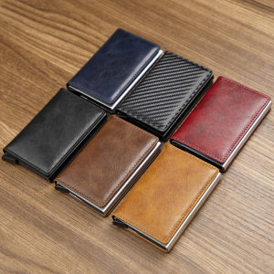 New Rfid Wallet PU Leather Metal Aluminum Business Bank Card Holders Credit Card Cardholder ID Box Cards Cases