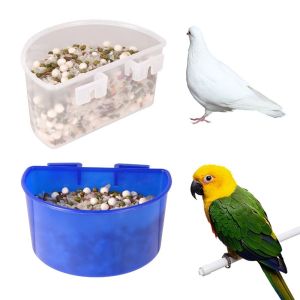 DEQIX Splash-proof Parrot Food Water Bowl Hanging Blue Parrot Water Food Cup Birds Feeder Bowl Plastic Pigeons Cage Sand Cup For Cage