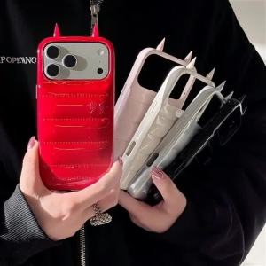 Ins 3D Devils Horns Glossy Case For iPhone 17 16 15 14 Pro Max Luxury Cape Horn Shockproof Protection Cover Girls Gift Shell