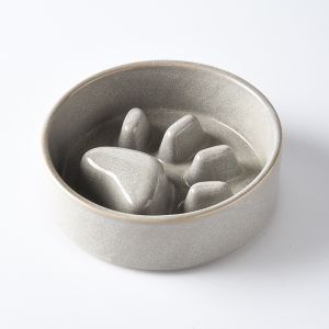 Japanese-Style Kiln Transmutation Ceramic Pet Cat Bowl Dog Bowl Medium-Sized Dog Dog Puppy Slow Feeding Bowl Wooden Rack Anti-Pinch Slow Food Bowl