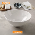 Storix Ceramic Ingot Shape Large Deep Soup Bowl Noodle Bowl Salad Bowl White Thick Porcelain Serving Bowl. 