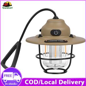 LED Camping Lamp 2700K/6500K Emergency Light Lantern IPX4 Waterproof Retro Atmosphere Chandelier Stepless Dimming Type C Charging for Fishing Hiking