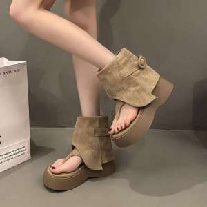 [Free Shipping] 7Cm Thick-Soled Ankle Boots For Women 2026 Summer New Style Height-Increasing Sandals For Petite Women Soft-Soled Sandals Short Boots