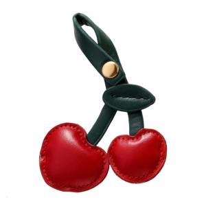 Cherry Pendant Bag Charm PU Leather Shape Key Holder Unique Handbag Decoration Fashion Statement for Daily Use