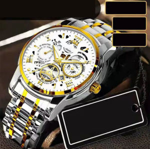 Automatic Mechanical Watch Mens Large Dial Waterproof Calendar Fashion Luminous Mechanical Steel Watch