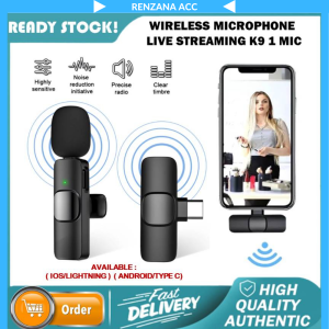 Original - Topspot Mikrofon Nirkabel Lavalier Mic Portabel Audio Video pembuatan Rekaman Wireless Microphone Klip Untuk IPhone Android Live Game Mobile