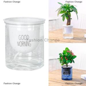 [COD] Fashion Change Transparent Flower Pot Self-Watering Plant Flower Pot Home Garden Decoration