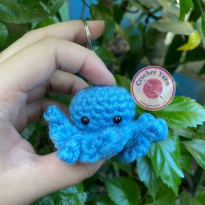 Cute Mini Keychain Octopus Crochet Accessories ID Bag White Blue Grey Pink Purple Red