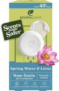 Enviroscent Non Toxic Air Freshener (Spring Water & Lotus) Plug-in Home Fragrance Last 45+ Days    Kit includes 1 Refillable Plug In Warmer & 1 Scent Refill