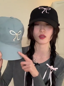 Embroidery Bowtie Baseball Hat for Girl Adjustable Spring Sport Hat Korean Sun Hat Fashion Peaked Hat Sweet Sports Hat