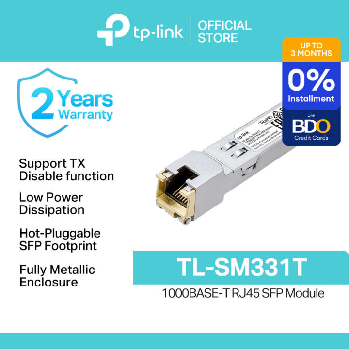 TP-Link Official Store | TL-SM331T | 1000BASE-T RJ45 SFP Durable Metal Casing Plug and Play Module