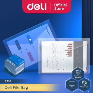 Deli File Bag / Map Plastik Kancing / Tas Map Plastik A4 Anti Air 8308