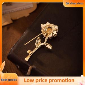 ✨QK shop✨ Luxury High-End Gold-Tone Rose Flower Brooch Pin For Women & Men - Elegant Suit Coat Badge Fashion Jewelry Lapel Accessory
