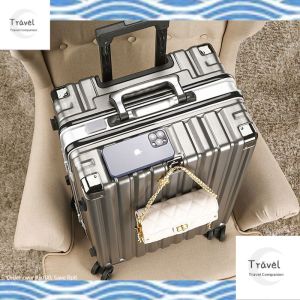 New Aluminum Metal Trolley bag carry on luggage Large With Wheels Travel big suitcase Anti-collision and waterproof with hook