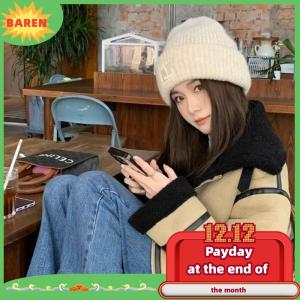 BAREN Màu Rắn Mũ Mùa Thu Mùa Đông Mũ Ấm Cho Phụ Nữ Cô Gái Đơn Giản Ngoài Trời Ấm Mũ Thời Trang Đa Năng Hàng Ngày Giản Dị Mũ Quà Tặng