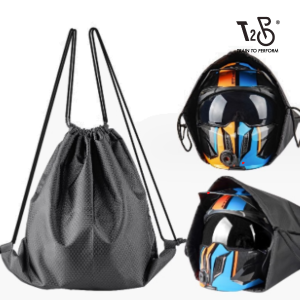 T2P Drawstring Helmet Bag Waterproof Sports Bags Black Bag Backpack for Sports School Gym Travel