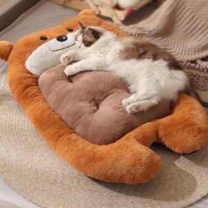 NOVAWEAR Thickened Plush Pet Mat Anti-slip Bear Shape Dog Sleeping Pads Cartoon Comfortable Pet Sleeping Nest Autumn Winter