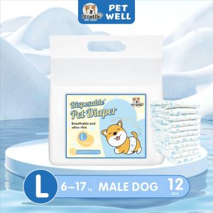 PETWELL 12PCS Pet Diaper Dog Diaper Pet Wraps Diaper Cat diaper Male&Female Diapers