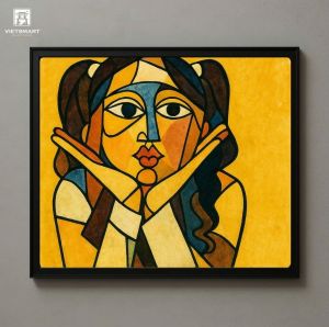 Tranh Nghệ thuật "Cô Gái Màu Vàng" VIETSMART ART - Acrylic 60 x 70cm